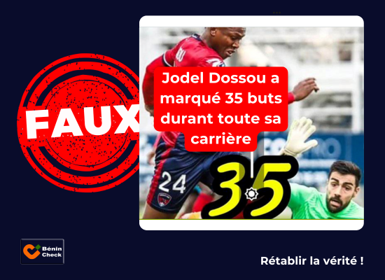Faux, Jodel Dossou a inscrit plus de 35 buts durant toute sa carrière&nbsp;professionnelle