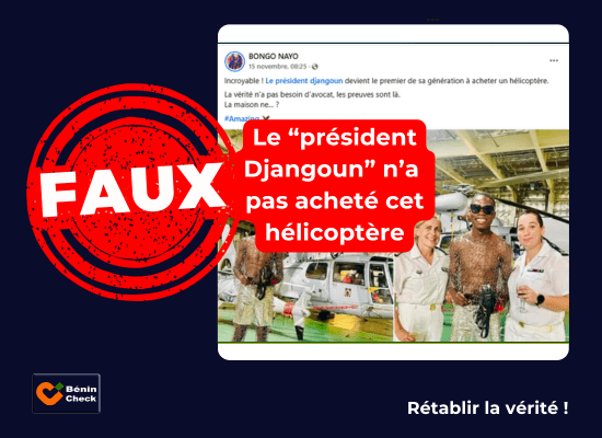 Faux, cet hélicoptère n’appartient pas à l&rsquo;artiste et créateur de mode “président&nbsp;Djangoun”