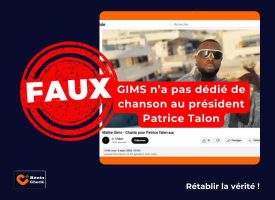 Faux : GIMS n’a pas dédié de chanson au président Patrice&nbsp;Talon