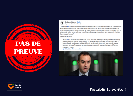 Les mots attribués à Lecornu ne sont pas vérifiés – Bénin Check